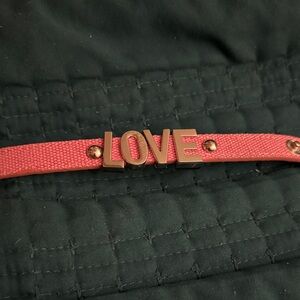 BCBG Generation LOVE Embellished Pink Leatherette Bracelet